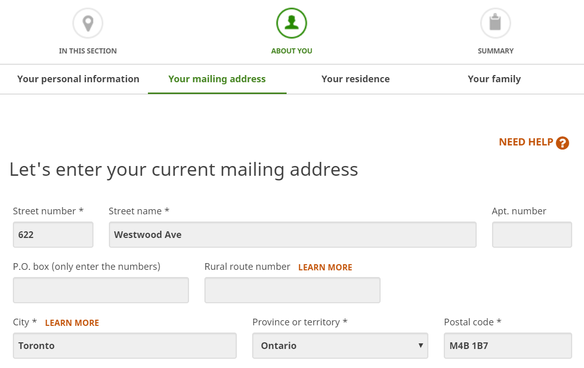 Service Address Example About your mailing address